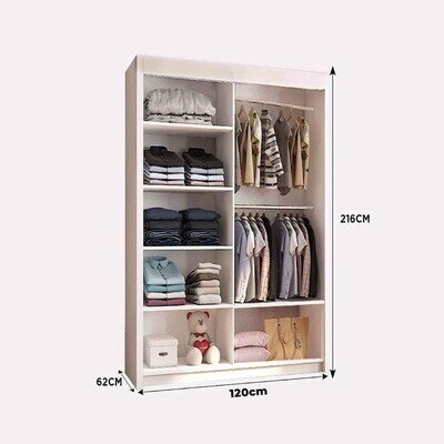 HOMCOM White 2-Door Wardrobe with Drawers and Hanging Rail Shelves for Bedroom