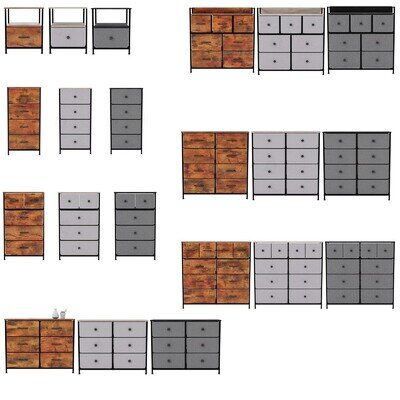 Modern Fabric Chest of Drawers Storage Cabinet 'UKFR' Bedroom Furniture