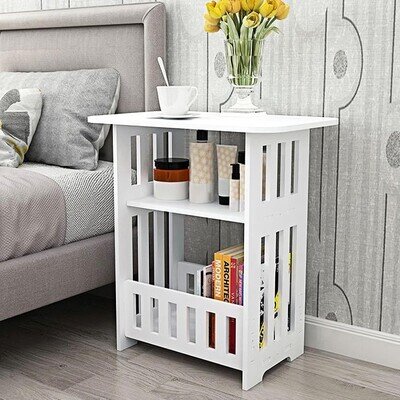 White Small Bedside Table Nightstand Coffee Tea Table Nightstand Storage Shelf