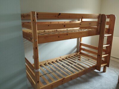 Bunk Beds Without Mattresses Kids Single Bed Frame Pine Wood with Ladder Used