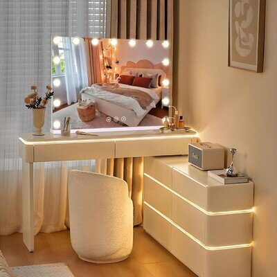 Hollywood Vanity Mirror with LED Lights Cosmetic Mirror Smart 58x48cm White