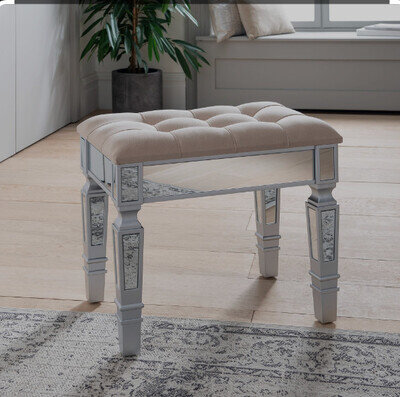 Light Brown Mirrored Button Pressed Stool