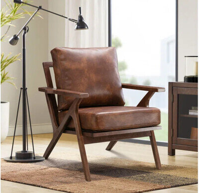 Fits HOMCOM Accent Chair PU Leather Armchair with Armrests for Living Room Brown