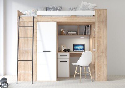 Loft Bed Bunk Bed SMYK 200x80 cm Desk Wardrobe Shelf
