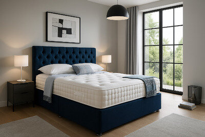 Velvet Divan Bed Set + Memory Foam Mattress + H/B | 3FT | 4FT | 4FT6 | 5FT | 6FT