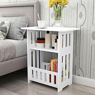 Bedside Table White Drawer Cabinet Side End Table Nightstand Storage Shelf New