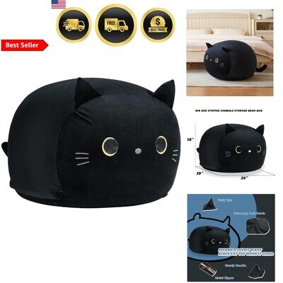 Stuffed Animal Storage Bean Bag Chair Cover for Kids Large Size Toy Organizer