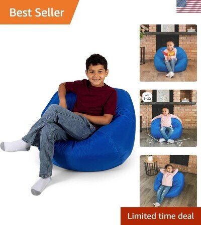 Durable Sapphire Bean Bag Chair for Kids - Perfect for Lounging and Gaming Fun