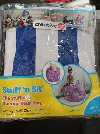 Creative qt stuffed animal storage bean bag chair 33"Royal Blue white