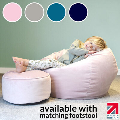 rucomfy Beanbags Kids Velvet Plush Bean Bag Luxury Soft Children Seat Pre-filled