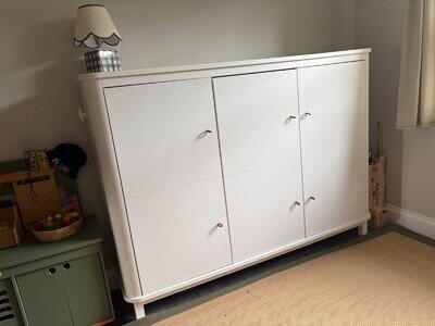 Oliver furniture wood multi cupboard 3 doors, white. Rrp £1289