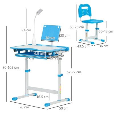 Kids Study Desk and Chair Set w/ Adjustable Height,Learning Table Storage Drawer