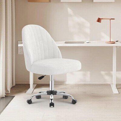 naspaluro Small Swivel Makeup Vanity Chair, Velvet Dressing Table Chairs, Cream