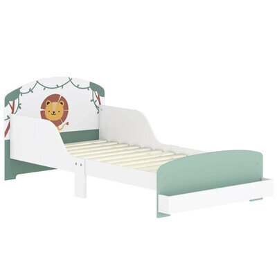 AIYAPLAY Toddler Bed Lion-Themed Kids Bed Frame with Storage Furniture Green New