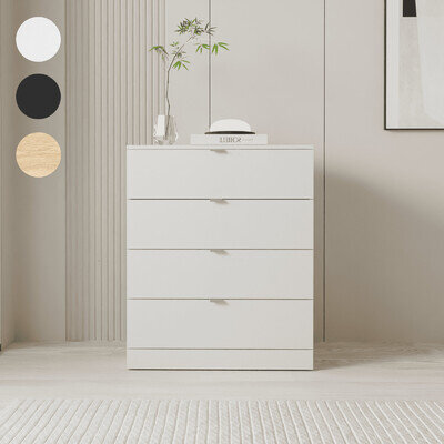 Modern White Chest of Drawers Tall Wide 4 Drawer Bedroom Furniture Cabinet