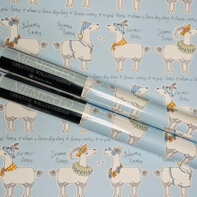2 x Belgravia Llama Rama Cartoon Sky Blue Childrens Bedroom Nursery Wallpaper