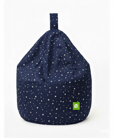 Kids Navy Stars Bean Bag Child Size Pre Filled Bedroom Nursery Playroom Chair