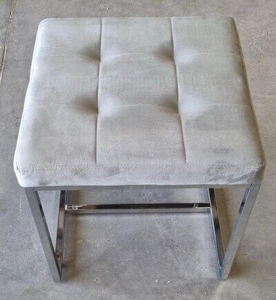 Dressing Table Stool, Grey Velvet Bedroom Vanity Chair - Clearance Item