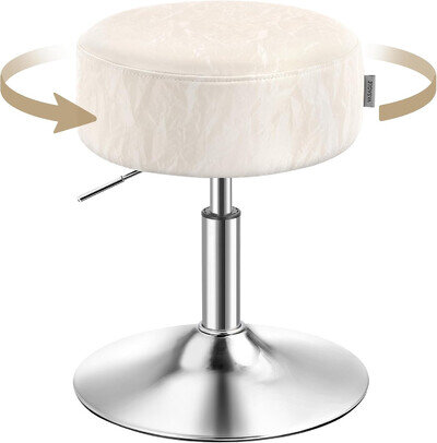 VASAGLE Dressing Table Stool, Height Adjustable Makeup Vanity Stool, 360?Swivel,