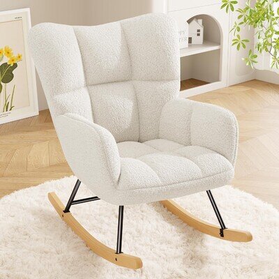 Rocking Chair Armchair Nursing Seat with High Backrest Lounge Chair for Bedroom