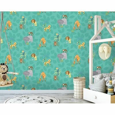 Holden Jungle Friends Childrens Animal Wallpaper Lion Monkey Kids Cartoon 12542