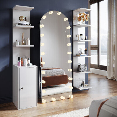 Bedroom Furniture High Gloss Dressing Table Makeup Vanity LED Full Length Mirror