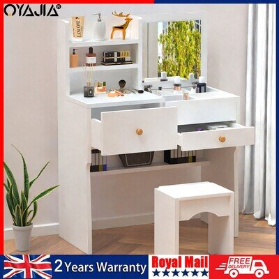 Dressing Table With Drawers Mirror Stool Set Makeup Desk Vanity Table Uwewtmxtmk