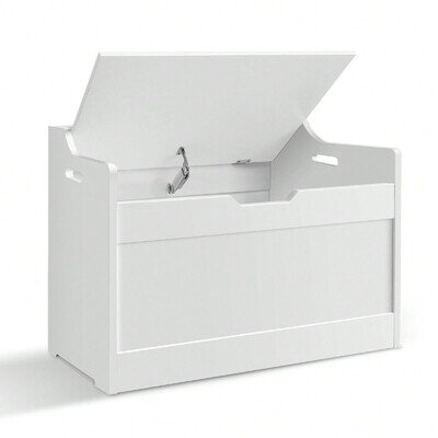 Large White Wooden Toy Box Storage Chest Flip Top Lid Bedroom Organizer