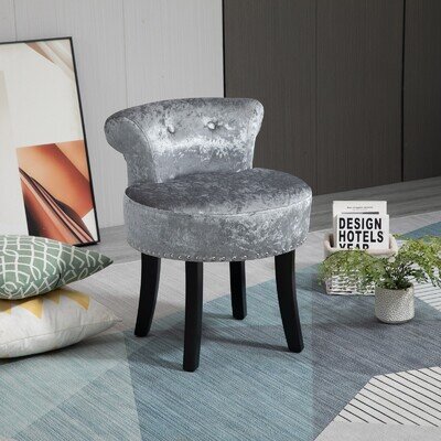 HOMCOM Dressing Table Stool Vanity Seat w/ Rubber Wood Legs Bedroom Refurbished