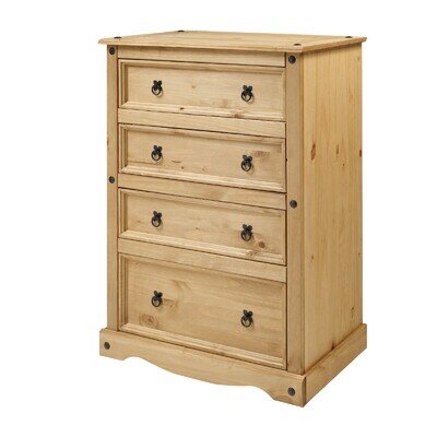 Corona Chest of Drawers 4 Drawer LARGE Mexican Pine Solid Wood Wooden Bedroom