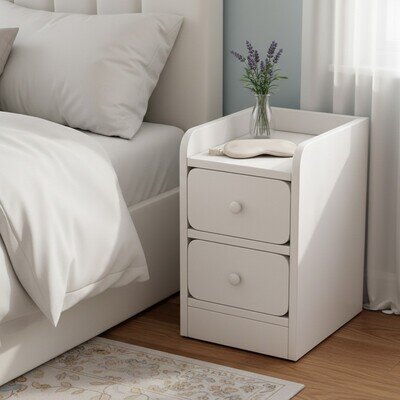 Modern Bedside Cabinet Nightstand Table 2 Drawer Bedroom Storage Furniture White
