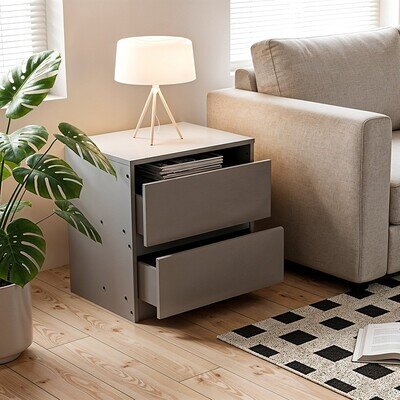 Modern Wooden Bedroom Furniture Chest of 2 Drawers Storage Bedside Cabinet uk