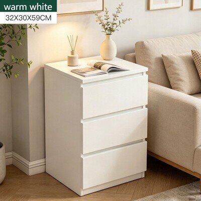 Modern Bedside Cabinet Nightstand Table 3 Drawer Bedroom Storage Furniture White