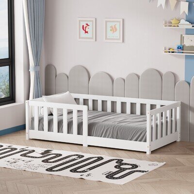 Junior Wooden Floor Bed Toddler Pine Wood Children Kids Junior Cot Bed Frame