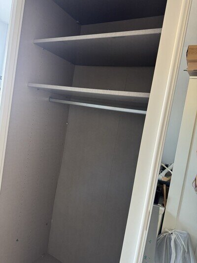 White Freestanding Wardrobe 2 Sliding Mirrored Doors Shelves Rail 3 Drawers