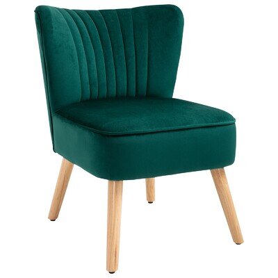 HOMCOM Velvet Accent Chair Occasional Tub Chair for Living Room, Green