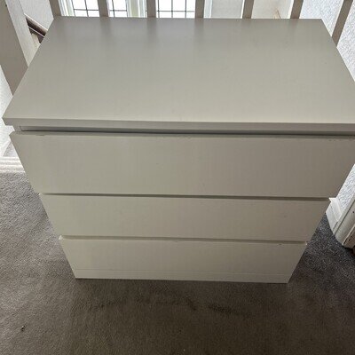IKEA MALM Chest of 3 Drawers White 80x78 Bedroom Storage Unit plus new 3 drawers