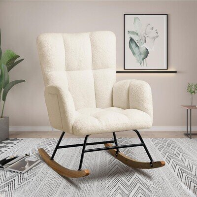 Rocking Chair Armchair Nursing Seat with High Backrest Lounge Chair for Awigjfdv