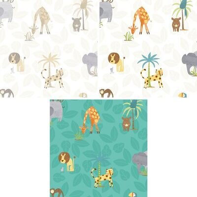 Holden Jungle Friends Childrens Wallpaper Lion Monkey Elephant Kids Cartoon
