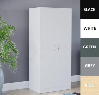 2 Door Wardrobe Wooden Bedroom Storage Furniture Cupboard Hanging Rail Clothes
