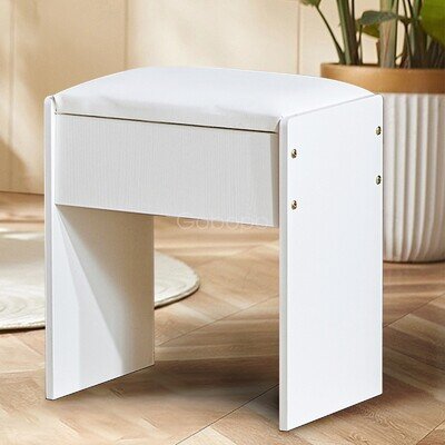 Padded Dressing Table Stool Soft Makeup Bench Chair Bedroom Piano Seat White