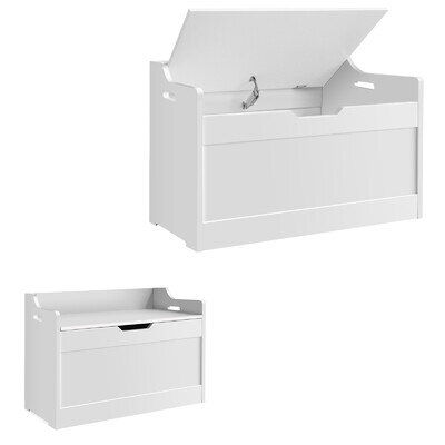 Kids Wooden Toy Box Children Storage Chest Bench Organiser Bedroom White