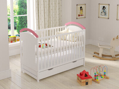 Baby Cot Bed 120x60cm with Drawer & Teething Rails