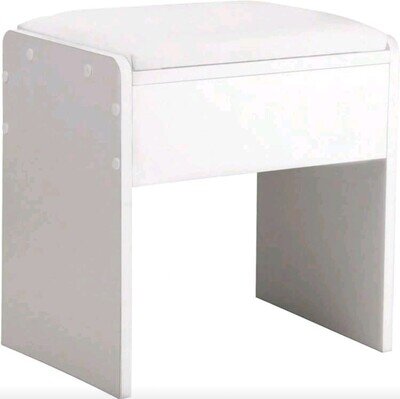 Velvet Dressing Table Stool, Upholstered Makeup Vanity Seat, White