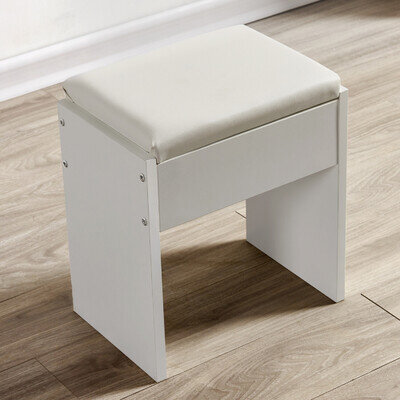 Mondeer White Dressing Table Stool Makeup Chair Soft Padded Cushion Seat Bedroom