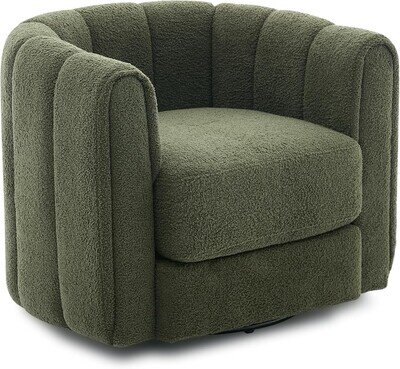 Accent Chair 360° Velvet Upholstered Armchair Plush Padding Modern Swivel Barrel