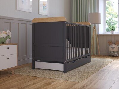 Levi | Convertible Baby Cot Bed - 120x60cm Modern Convertible Cot Bed