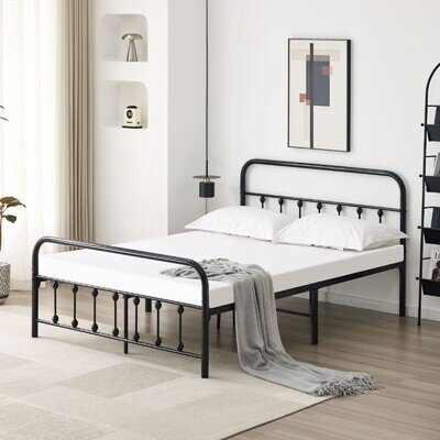 Metal Bed Frame with Headboard Underbed Storage Strong Single Double King Size