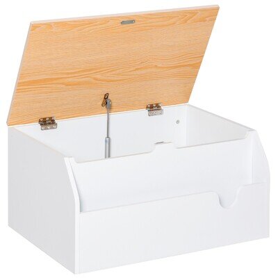 Wooden Kids Toy Box Children Storage Chest Organiser Book Slot Safety Hinge