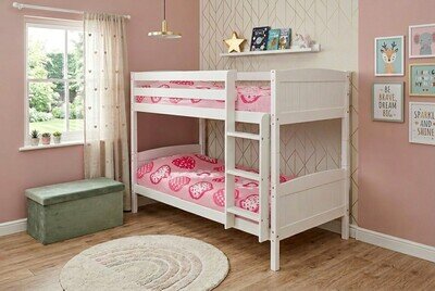 Wooden Bunk Bed Kids Childrens Single PINE,WHITE or GREY 2ft6 Shorty 3ft Single